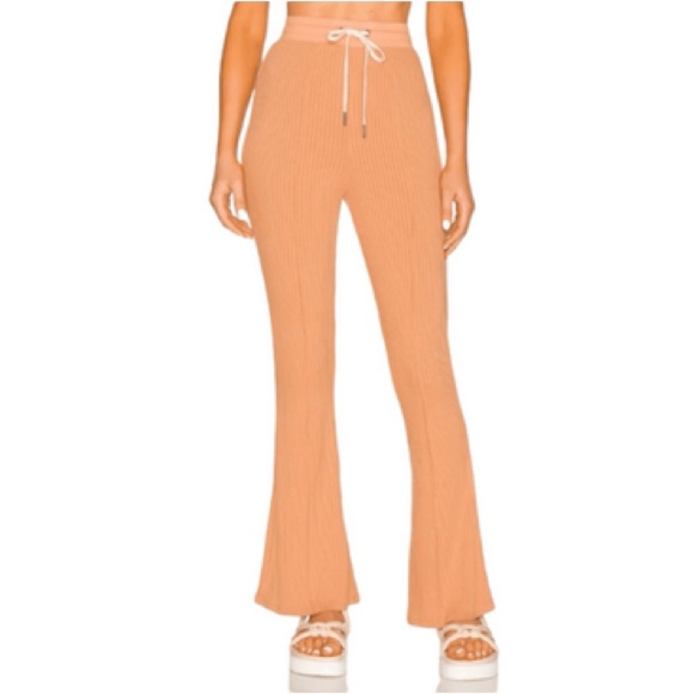 n:PHILANTHROPY Raya Yoga Lounge Pants Ribbed Knit Flare Legging Ginger Brown M